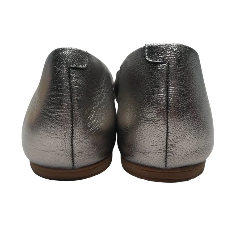 Miz Mooz Ken Pewter‎ Metallic Silver Leather Flats Loafers Womens 41 US 9.5-10